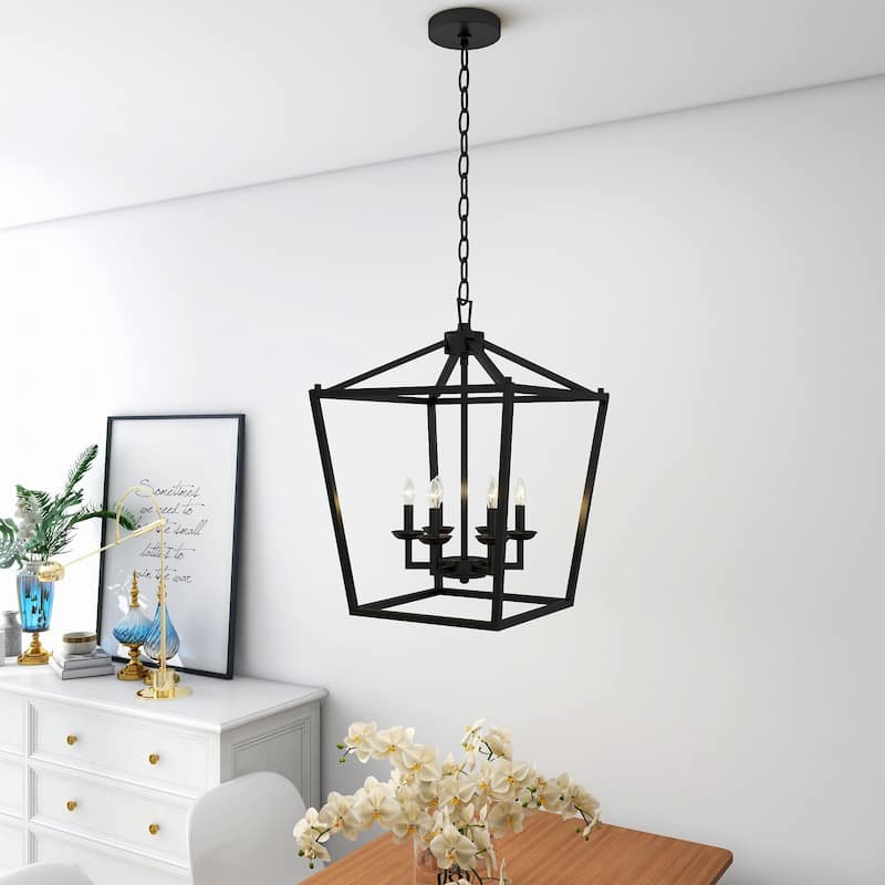 6 - Matte Black/ Gold Light Pendant - 16"x16"x24"