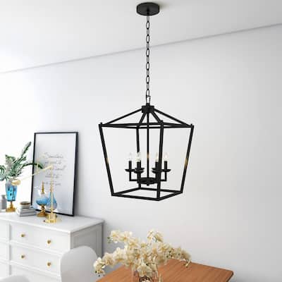 6 - Matte Black/ Gold Light Pendant - 16"x16"x24"
