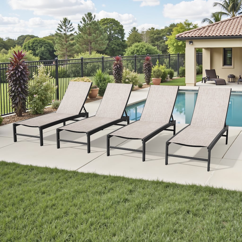 Crestlive Products Outdoor Patio Adjustable Chaise Lounge Chairs