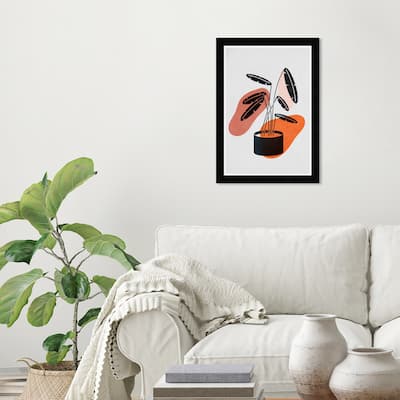 Wynwood Studio Prints Floral and Botanical A Plant In a pot Gray and Dark Gray Tropical Wall Art Canvas Print
