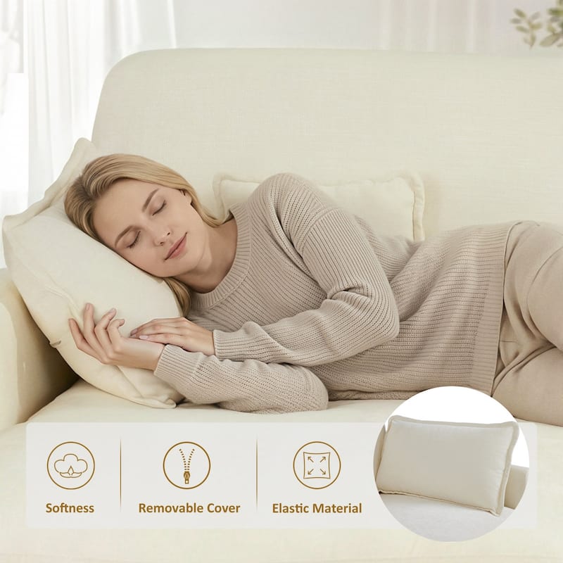 MCombo 111.8'' Modular Sectional Sofa Couch with Reversible Ottoman for Living Room, L Shaped Sofa, FSC Certified