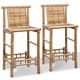 preview thumbnail 2 of 8, vidaXL Bamboo Bar Stools with Backs Set of 2, Brown - 20.9" x 17.7" x 40.2"