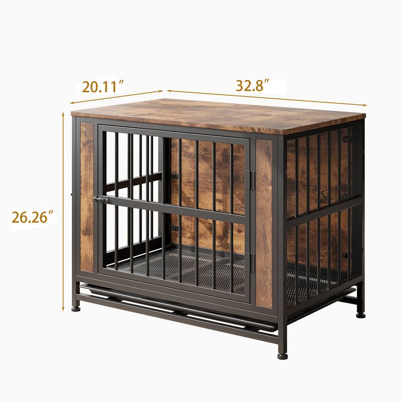 Wooden Dog Crate Table, Decorative Pet Crate House for Medium/Small Dog Indoor Use