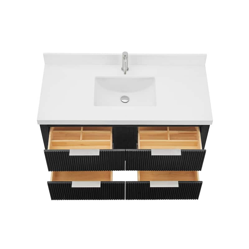 Barcelona Floating Bath Vanity with Quartz Stone Top without Mirror