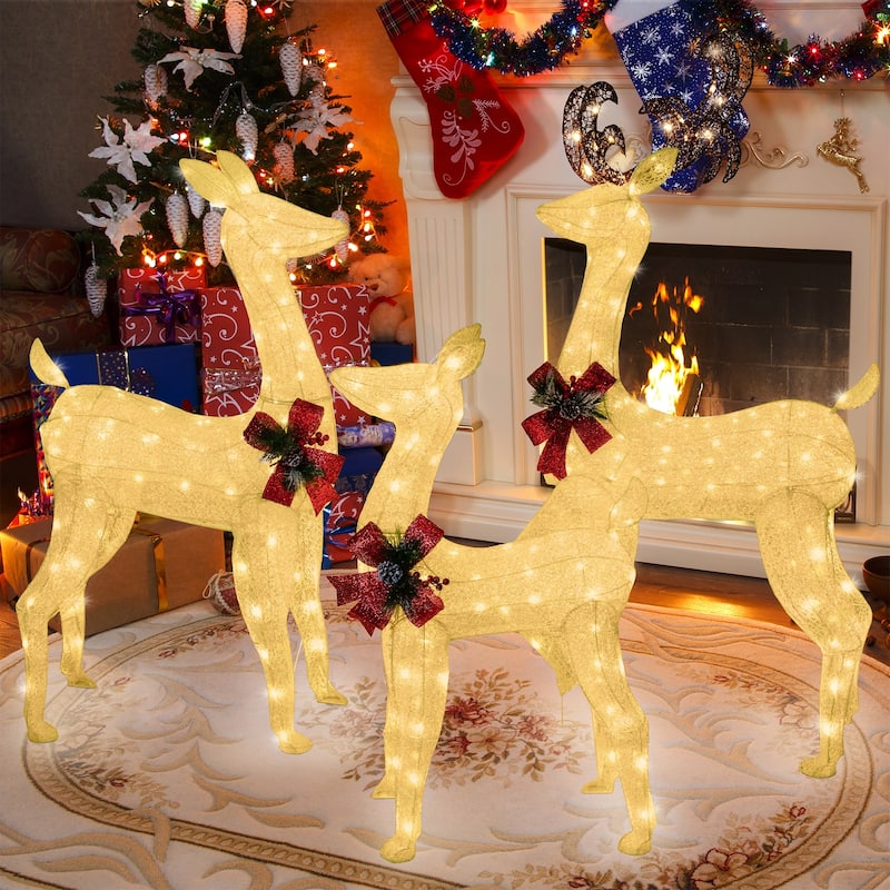 Futzca Christmas Light Holiday Reindeer & Sleigh, Santa