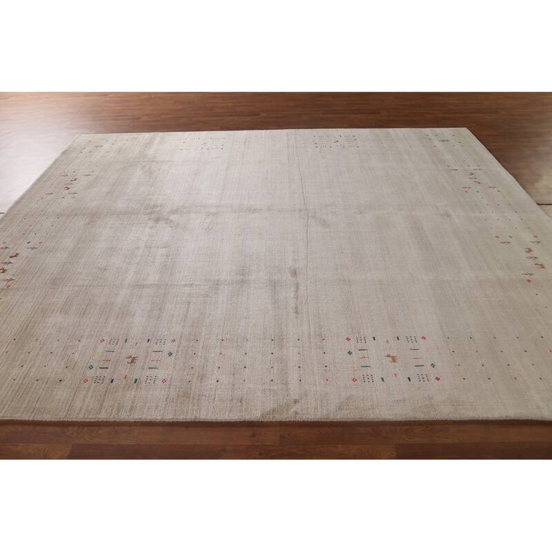 Gabbeh Area Rug Hand-Knotted Tribal Wool Carpet - 7'10" x 9'10"