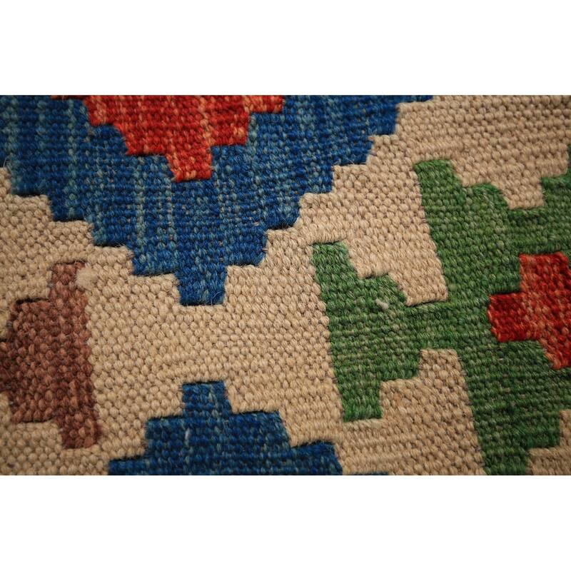 All-Over Trellis Colorful Kilim Large Rug Flatweave Wool Carpet - 10'1" x 15'10"
