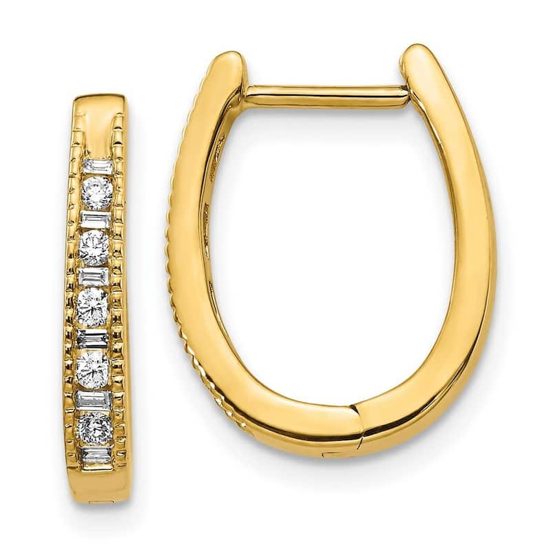 Curata 14k Diamond Hoop Earrings - 16x13mm Wide 2mm Thick