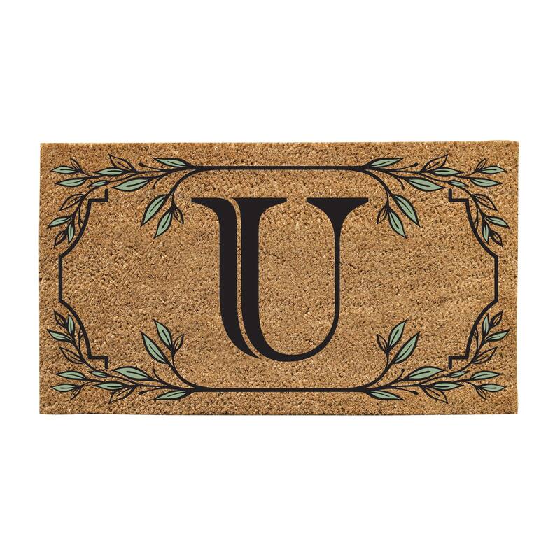 28 in. x 16 in. Monogram Coir Mat, Letter "U"