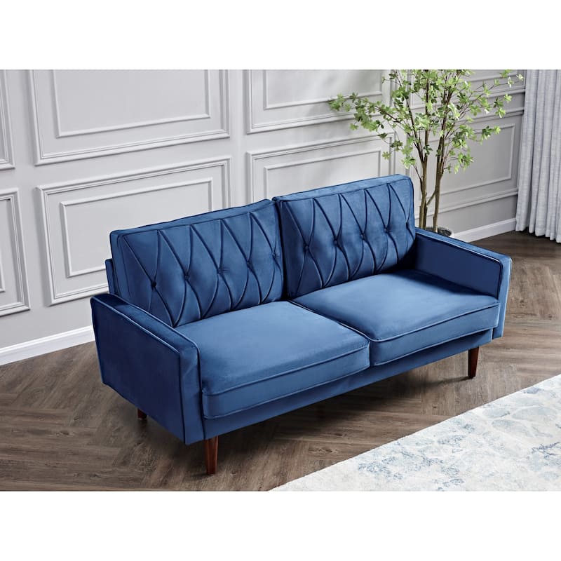 Feemster 69.3" Wide Velvet Tufted Cushion Back Sofa - Dark Blue