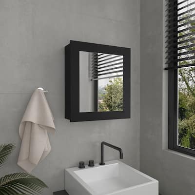 Medicine Cabinet with Mirror Door, 20.5" High Wall-Mounted Organizer with Two Interior Shelves for Bathroom