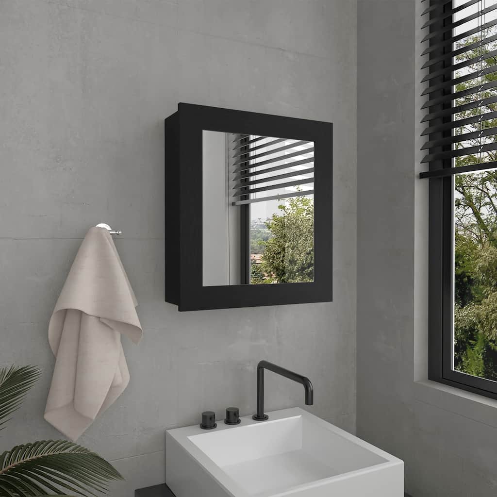 Medicine Cabinet with Mirror Door, 20.5" High Wall-Mounted Organizer with Two Interior Shelves for Bathroom