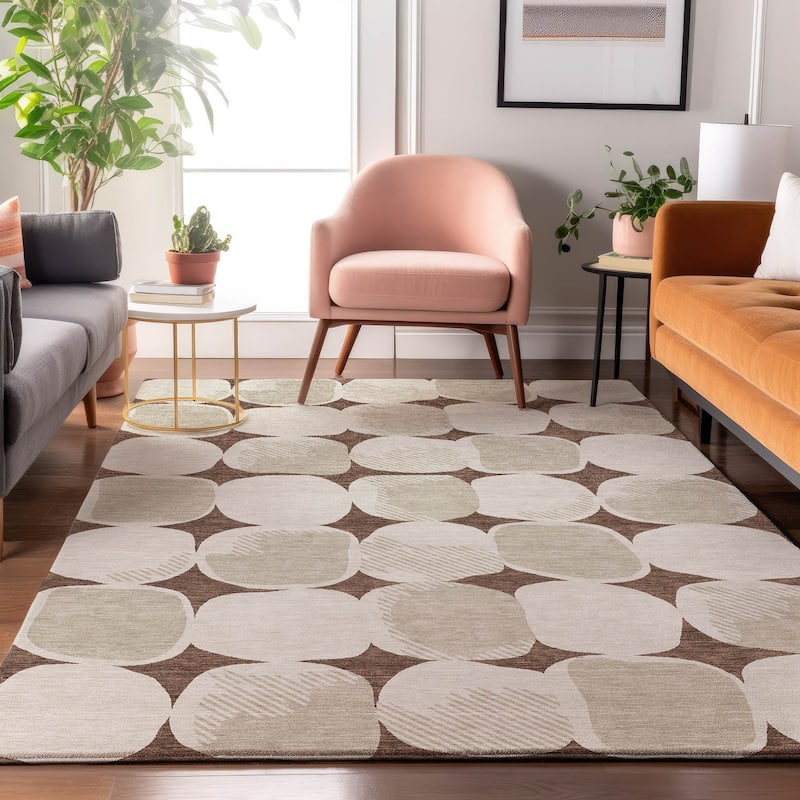 Premium Washable Super Soft Mid Century Modern Mayfield Rug - Brown - 3' x 5'
