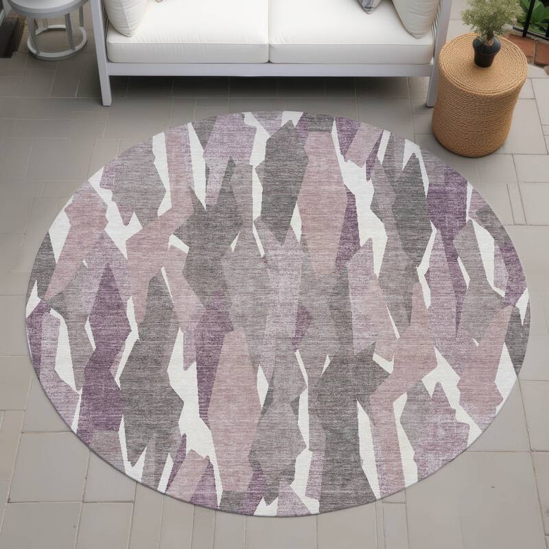 Machine Washable Indoor/ Outdoor Contemporary Dylan Chantille Rug - Blush - 8' x 8'