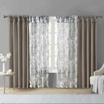 Twist Tab Lined Window Curtain Panel Pewter 50x84"