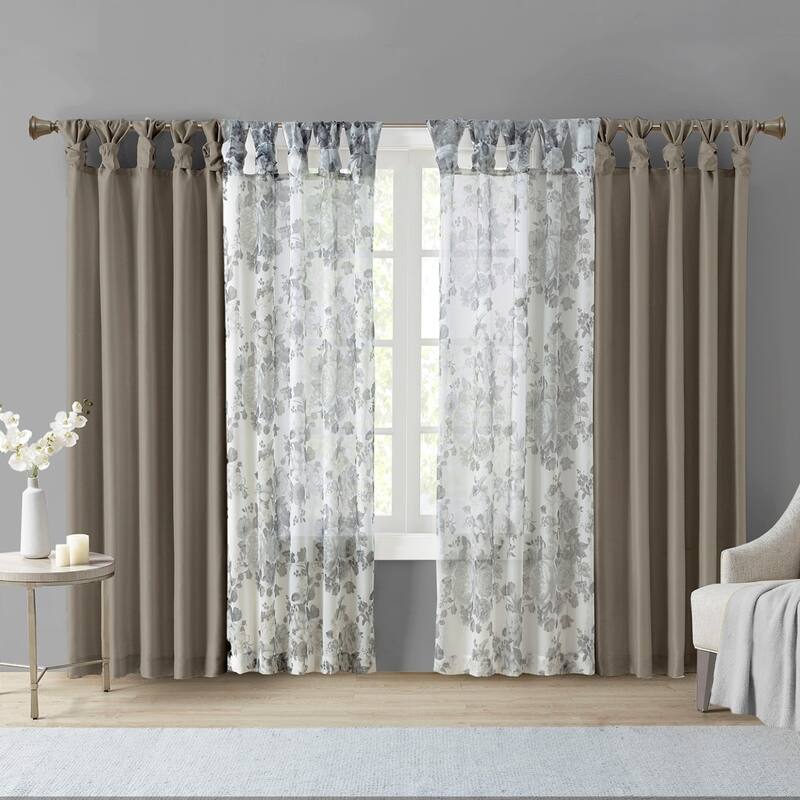 Twist Tab Lined Window Curtain Panel Pewter 50x95"