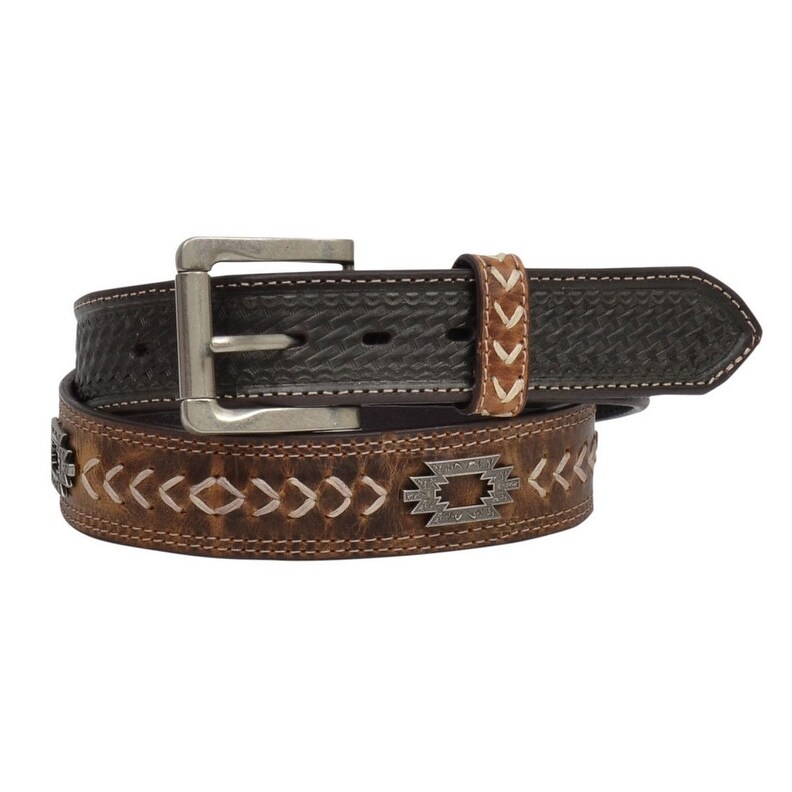 Shop 3d Western Belt Mens 1 1 2 V Lacing Aztec Concho Brown