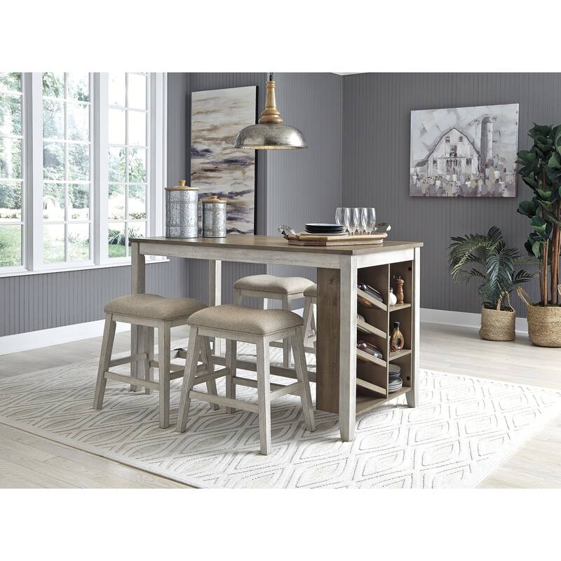 Signature Design by Ashley Skempton White / Light Brown 5-Piece Counter Height Dining Package