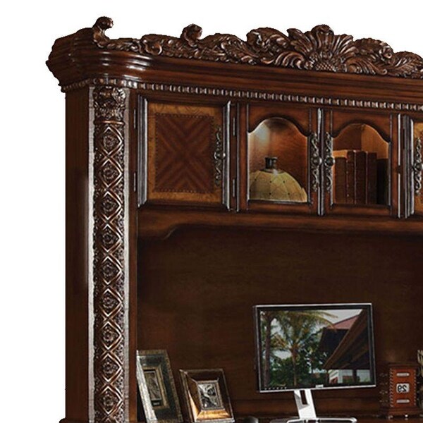 ACME Vendome Computer Desk & Hutch, Cherry (1Set/2Ctn) - Bed Bath