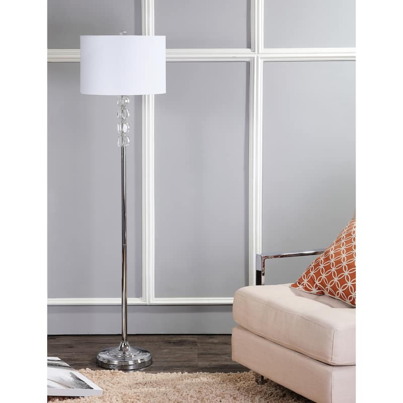 Harper 59.5" Crystal / Metal LED Floor Lamp, Clear/Chrome by JONATHAN Y - 59.5" H x 15" W x 15" D