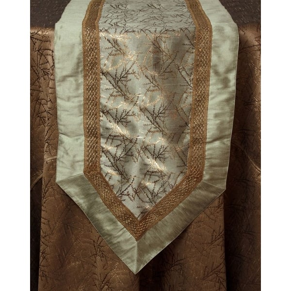Shop 72 Metallic Gold And Cream Branch Pattern Pointed Table