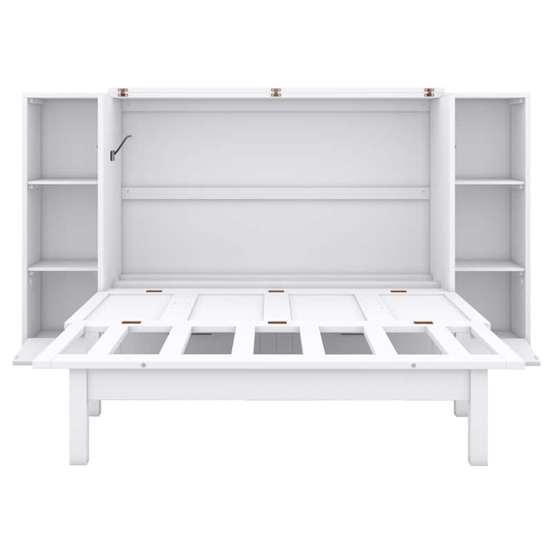 Murphy Bed with Shelves, Drawers, USB Ports