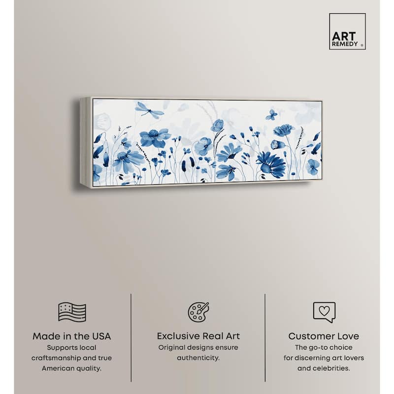 Blue Floral Spring Panoramic Canvas by Art Remedy