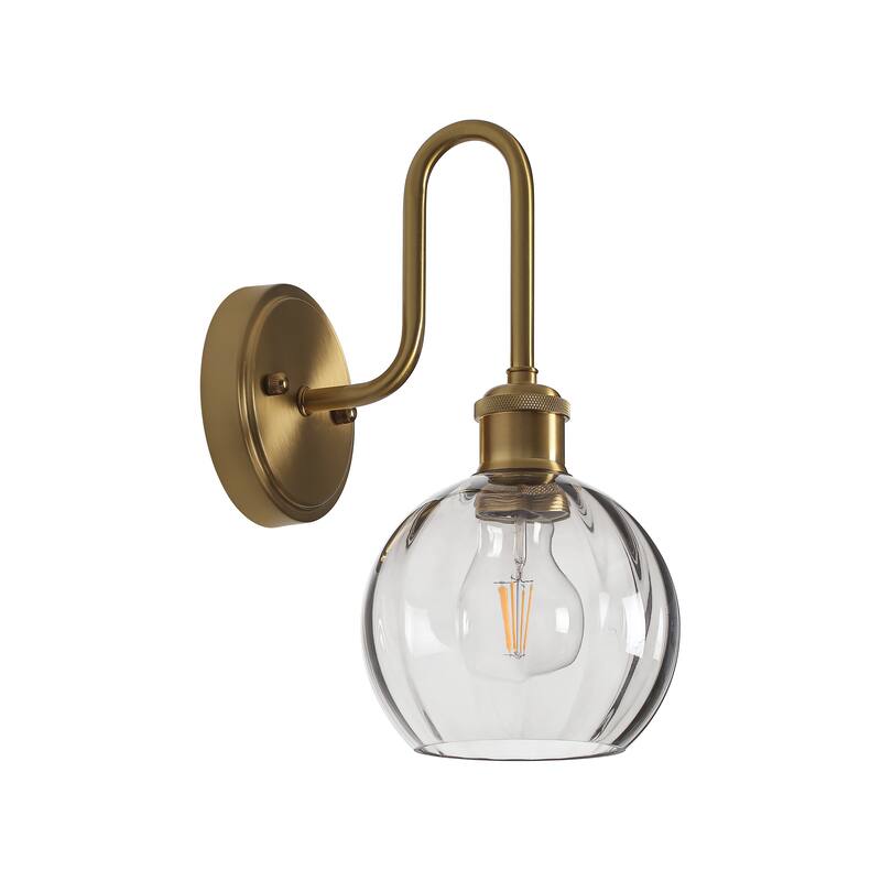 Modern 1-Light Bathroom Vanity Wall Sconce with Textured Glass Shade