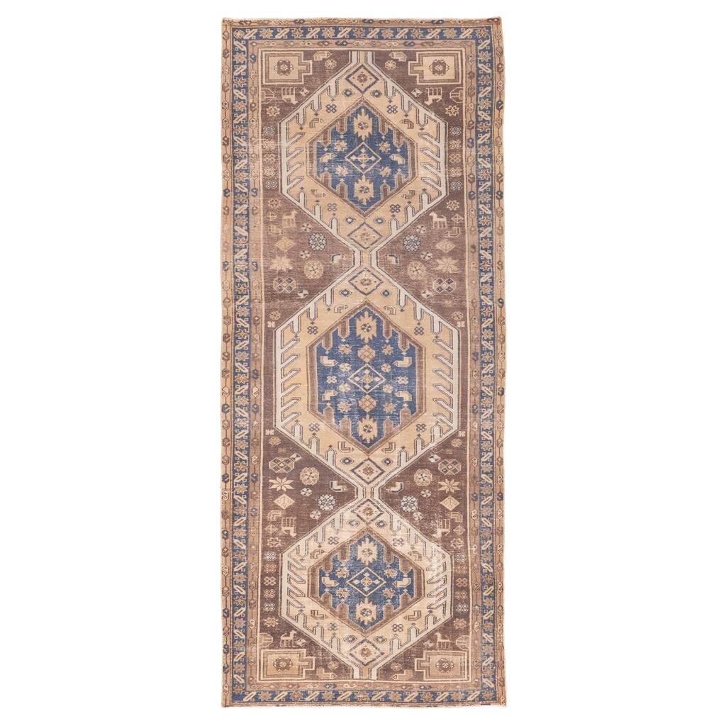 ECARPETGALLERY Hand-knotted Antalya Vintage Brown Wool Rug - 4'1 x 10'9