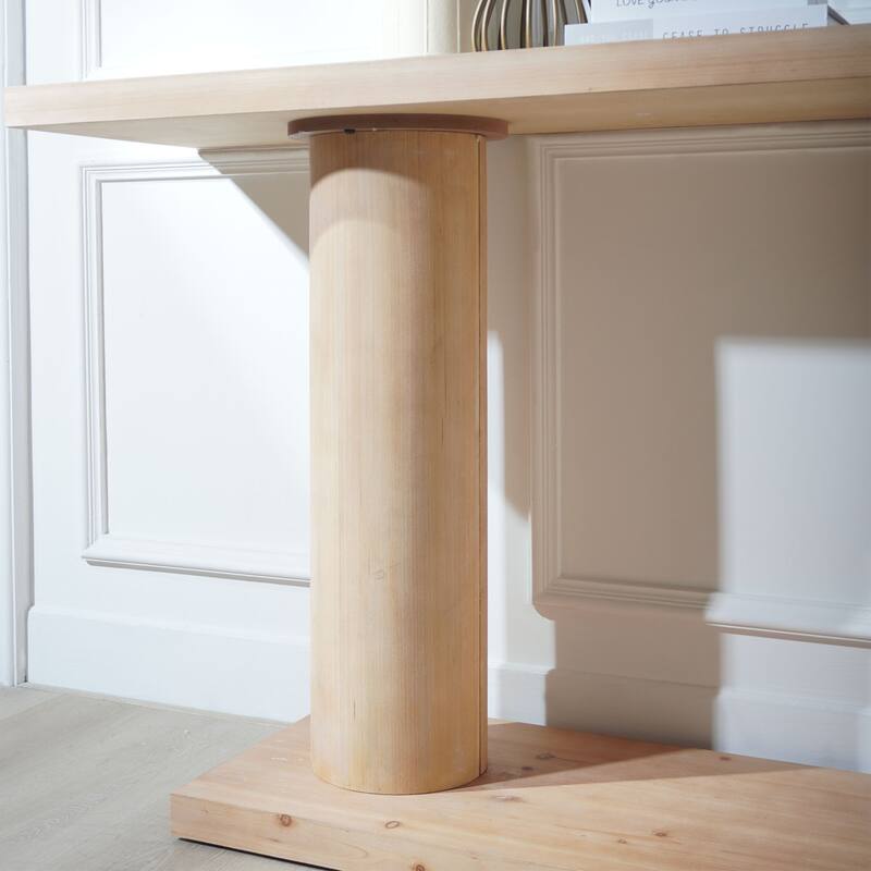 Modern Wooden Console Table with Column Pedestal Design