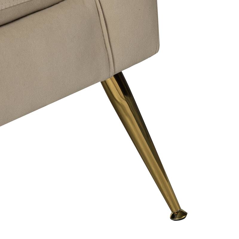 Lilia Contemporary Velvet Upholstered Tufted Back Armchair with Metal Golden legs Set of 2 by HULALA HOME