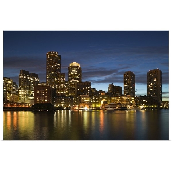 "Massachusetts, Boston, skyline, night" Poster Print