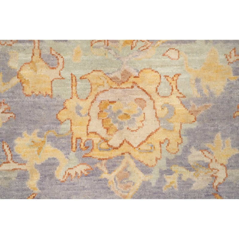 Hand Knotted Oriental 100% Wool Carpet Transitional Floral Purples Oushak Area Rug - 6' 10'' X 5' 1''