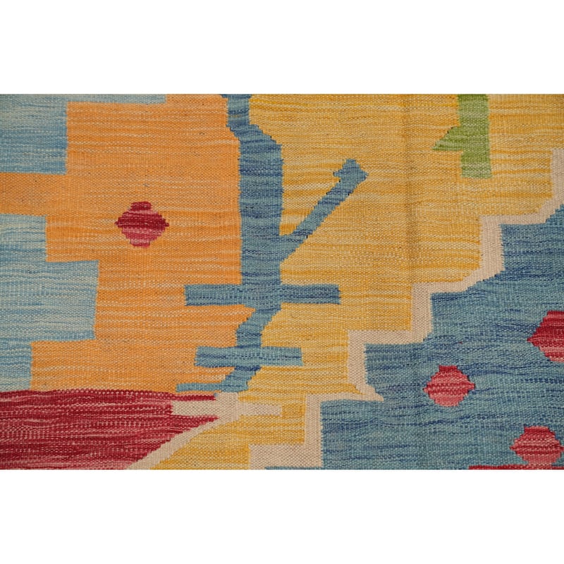 Hand Woven Southwestern Wool Multi-Colored Geometric Area Rug - 9' 9'' X 7' 10''