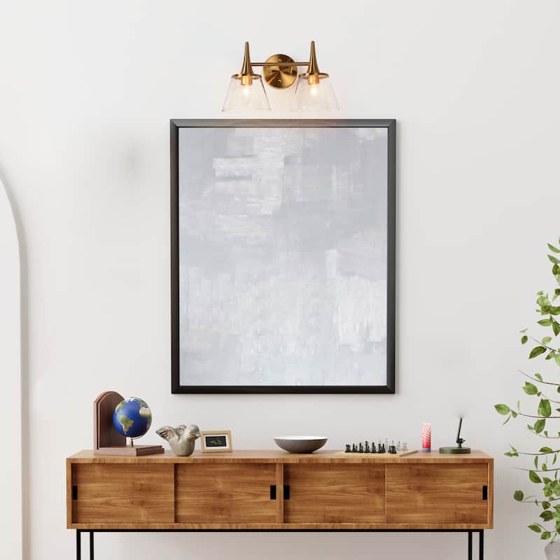 Mola Modern Gold 2-Light Bathroom Vanity Lights Seeded Glass Wall Sconces - L 14.2" x W 7.9" x H 9"