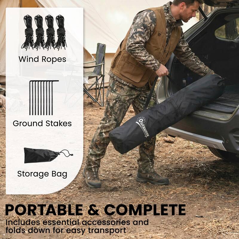 Outsunny Hunting Blind for 2 Person, See Through Pop Up Blind with 270-Degree View, Windows