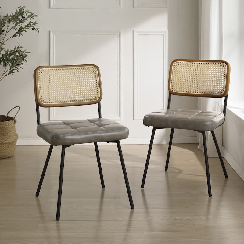 Art Leon Cane Back Faux Leather Accent Dining Chair (Set of 2)