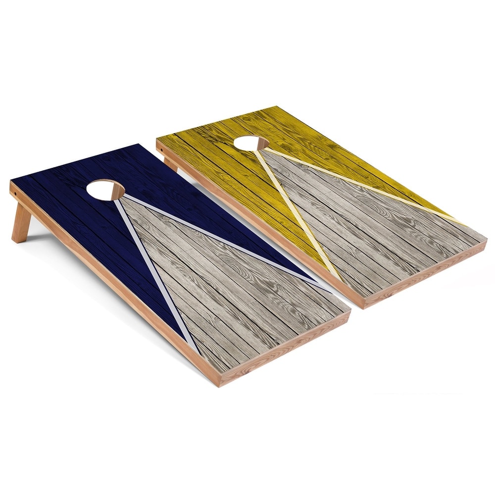 Navy and Yellow Pyramid Outdoor Cornhole Set
