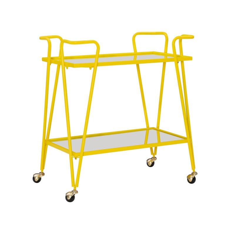 Rosa Mid-Century 2-Teir Rolling Metal Bar Cart