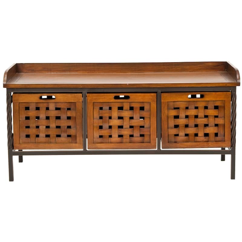 SAFAVIEH Nantwich Honey Oak Storage Bench - 42.5" x 15.5" x 20"