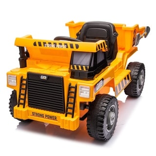 12V Ride-On Dump Truck - Remote Control, Electric Dump Bed, Shovel, Bluetooth, LED Lights
