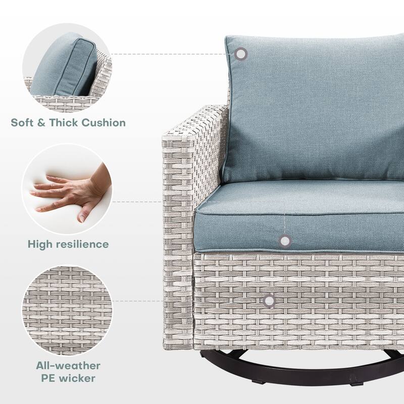 Gymojoy Wicker Swivel Glider Chair with 4 inch Olefin Cushions