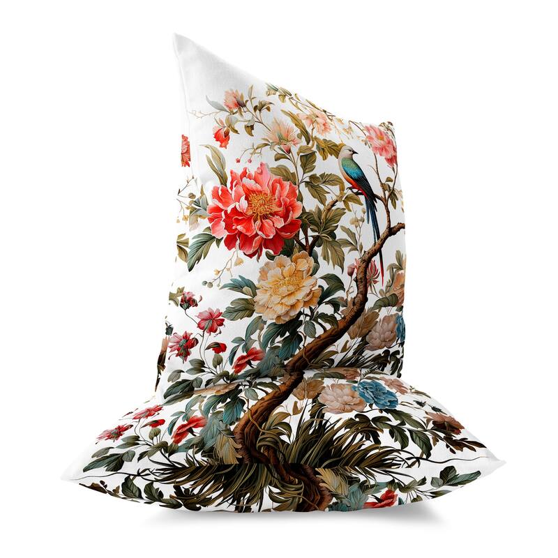 Bloom Bower Bliss Faux Suede Pillow With Removable Cover in Red Pink Blue