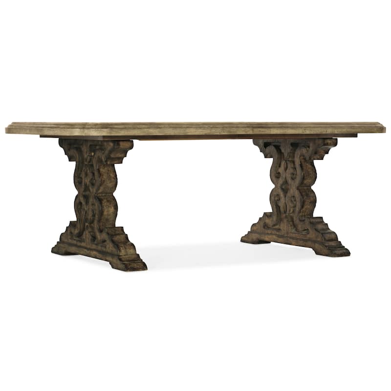 Hooker Furniture Le Vieux 86"W Rustic Luxury Formal Double Pedestal - Flemish Barnwood