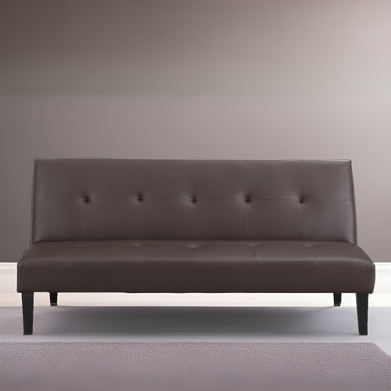 Modern Futon Sofa Bed, Convertible Couch with Wooden Legs, Recliner