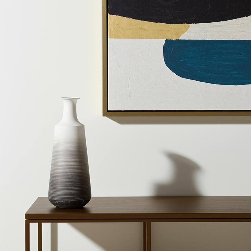 20" Gray And White Ombre Metal Table Vase - 7.87