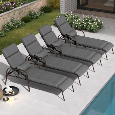 VredHom Outdoor Adjustable Chaise Lounge Chair with Cushion and Pillow - N/A