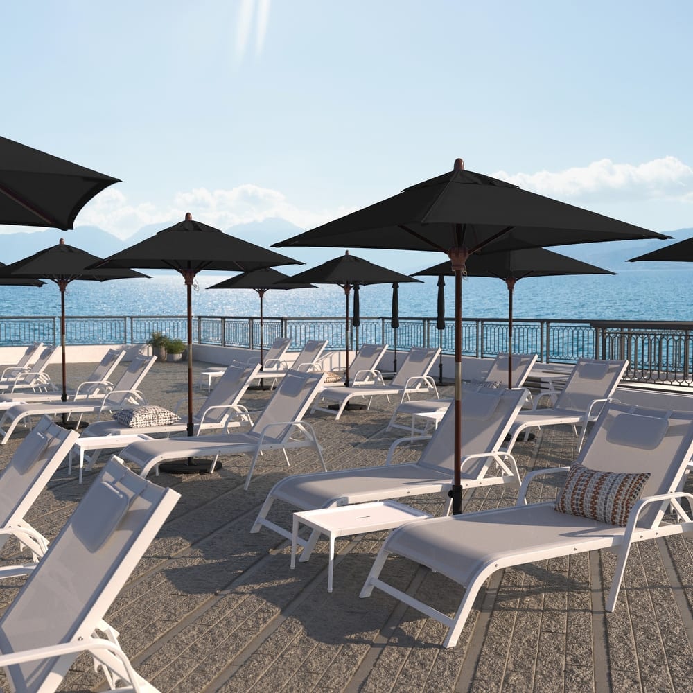 Port Lavaca 6ft Square, Sunbrella Fabric Wooden Patio Umbrella by Havenside Home, Base Not Included