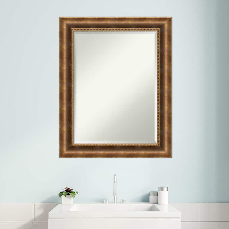 Beveled Wood Bathroom Wall Mirror - Manhattan Bronze Frame