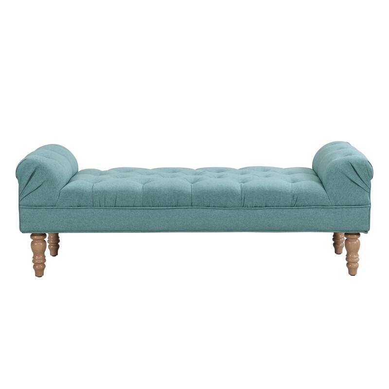 End of Bed Bench Ottoman with Wood Legs, Fabric Bench Indoor Bench Entryway Bench Lounge Bench with Legs